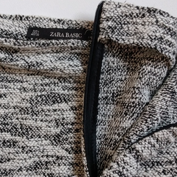 ZARA SKIRT TWEED BLACK WHITE ASYMMETRICAL TIERED Ruffled Size Large NEW! - Picture 4 of 6